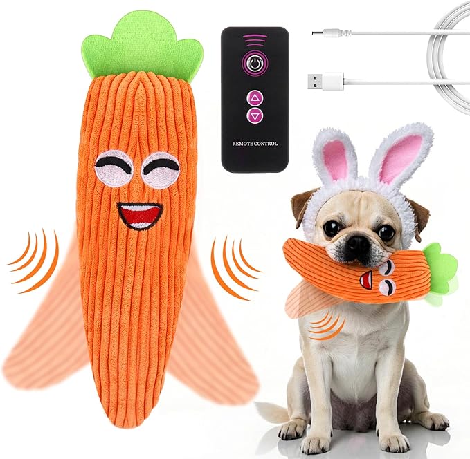 Mity rain Interactive Dog Toys - Easter Carrot Toys for Small Medium Large Dogs, Moving Pet Toy to Keep Them Busy for Boredom, Floppy Smart Motion Activate Enrichment, Rechargeable
