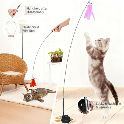 Walfront Cat Toy Set for Indoor Play, 17 Pieces, Interactive Feather Wand, Fun & Engaging Playtime for Cats and Kittens, Perfect for Active & Playful Cats