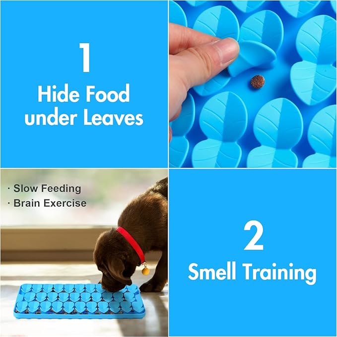 Silicone Snuffle Mat for Large Dogs, Dog Lick Mat Slow Feeder, Pet Licking Treat Mat with Suction Cups for Smell Training Slow Eating, XL Blue