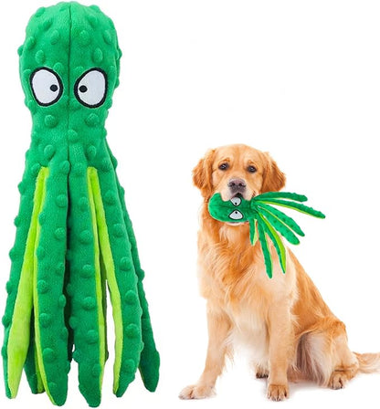Squeaky Dog Toys - Octopus Plush Crinkle Toys with No Stuffing, Durable Interactive Pet Toys for Small, Medium & Large Dogs, Great for Teething and Play(1PCAK Plush Octopus)