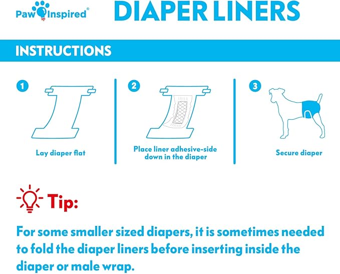 Paw Inspired Dog Diaper Liners | Inserts for Washable Covers, Female Dog Diapers, and Male Dog Belly Bands | Leakproof, Super Absorbent (30 Count)
