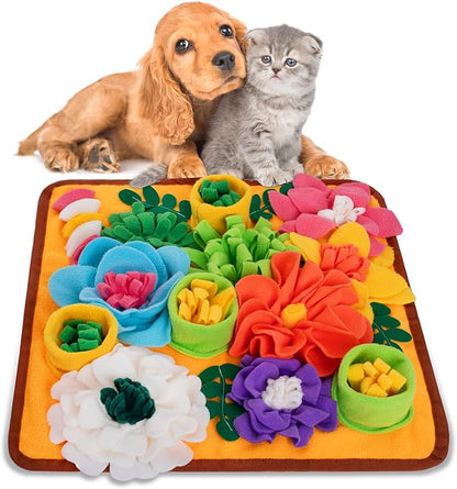 Snuffle Mat for Dogs, Sniff Mat Slow Feeding Mat for Small Pets Cats, Rabbits - Help Stress Relief and Training - Stimulate Your Pet's Foraging Skills! (Orange)