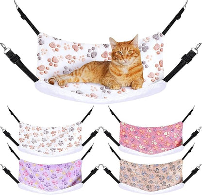 4 Pcs Cat Hammock for Cage Hanging Soft Pet Hammock Bed with Adjustable Straps and Metal Hooks Double Sided Hanging Bed for Large & Small Cats Ferret Puppy Rabbits