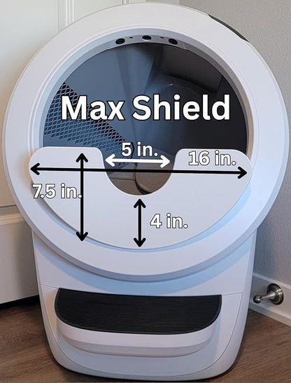 Max Shield for Litter-Robot 4 : Anti-Flicking, One-Piece Design (White Max Shield w/Leveler)
