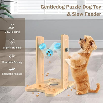 Dog Puzzle Toy, Wooden Slow Feeder, Pet Food Treat Feeding Toy, Interactive Dog Feeder for Boredom, Enrichment Toy for Smart Dogs
