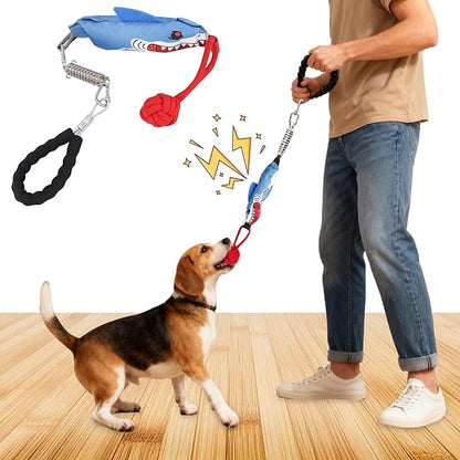 Dog tug of war Toy with Handle,Interactive Dog Pull Toy to Keep Them Busy with Squeak, Multifunctional Combination tug Toy with chew Ball