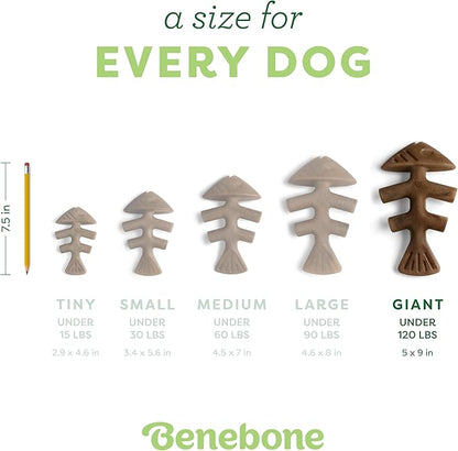 Benebone Fishbone Durable Dog Chew Toy for Aggressive Chewers, Real Fish, Made in USA, Giant