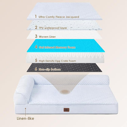 EHEYCIGA XL Dog Bed Memory Foam for Crate, Extra Large Dog Bed Orthopedic with Washable Removable Cover, Waterproof Pet Sofa Couch XLarge Size Dogs, 41x27x6.5, Washblue