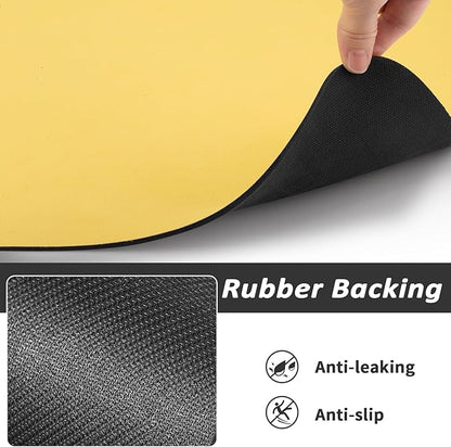 Dog Food Mat - Absorbent Cat Mat for Food and Water, No Stains Pet Feeding Bowl Mat, Easy to Clean Pet Placemats, Quick Dry Dog Water Dispenser Mat for Messy Drinkers | Paw Yellow 16"x 24"