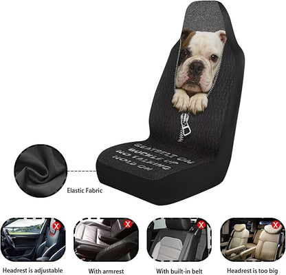 Funny Pug Print Car Seat Covers for Front Seats Dog Funny Car Accessories for Women Men Washable and Breathable Car Seat Cover Set of 2 for Trucks SUV Sedans