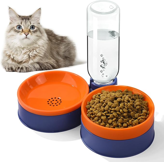 Cat Food Bowl, Cat Bowls Whisker Friendly with Water Dispenser for Cats and Small Dogs