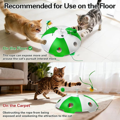 Cat Toys Rechargeable, Interactive Cat Toys for Indoor Cats, Touch Activated, Moving Feather, Bird Chirping, 6 Holes Maze Mouse Catching Game