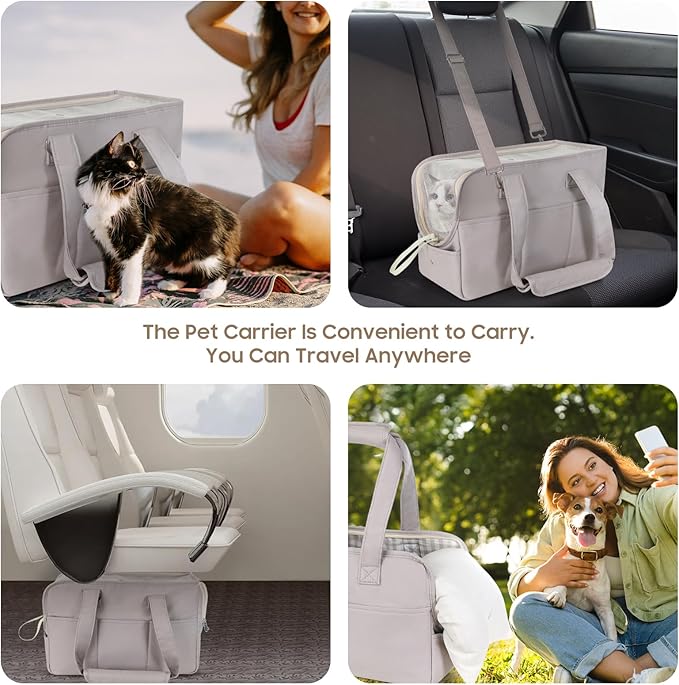 Dog Purse Carrier for Small Dogs & Puppies Up 12 Lbs, Soft Cotton Tote Pet Shoulder Bag with Pockets, Foldable & Washable Breathable Puppy Carrier for Yorkie, Chihuahua & Cats - Gray