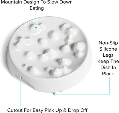 CatGuru Cat Bowls, Whisker Friendly Food Bowl for Indoor Cats, Reliefs Whisker Fatigue, Wide Kitten Dish, Non Slip Pet Dishes, Shallow Pet Plates (Marshmallow, (Pack of 2))
