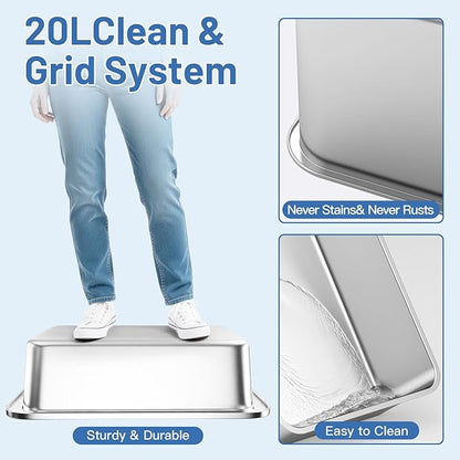 2 Pack XL Stainless Steel Cat Litter Box with Lid and High Sides, 24" L x 16" W x 12" H Extra Large Metal Cat Litter Boxes for Big Cats, Leak-Proof, Non-Stick, Odor-Resistant, Includes Scoop