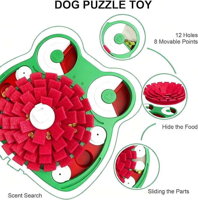 Dog Puzzle Toys, 3-in-1 Dog Training Puzzles with Lick Mat and Slow Food, Stress Relief Interactive Dog Toy for Feeding Keeping Them Busy (Green)