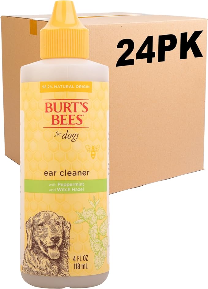 Burt's Bees for Pets Ear Cleaner for Dogs with Pepeprmint and Witch Hazel, 24pk, 99.7% Natural Origin Formulas, Dog Ear Cleaner, Ear Cleaning Solution for Dogs, 24pk, 4 oz