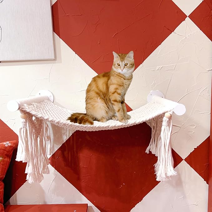 Cat Wall Shelves, Perches, Hammocks, Beds - Solid Metal Frame for Sleeping, Playing, Climbing, Lounging