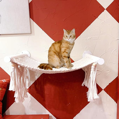 Cat Wall Shelves, Perches, Hammocks, Beds - Solid Metal Frame for Sleeping, Playing, Climbing, Lounging