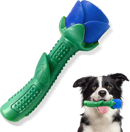 Blingbrione Dog Chew Toys for Large Breed Aggressive Chewers,Durable Flower Red Rose Toys Rubber Teething for Small/Medium Punny, Tough Toys for Training Wedding,Interactive Valentine's Day Gift