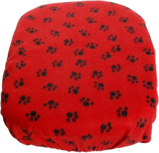 FidoRido Dog Car Seat Cover Machine Washable Replacement Fleece Cover, Comfortable & Durable, for Cars & SUVs, Seat Protector for Dogs, Vacation and Travel Essential, Red with Black Paw Prints
