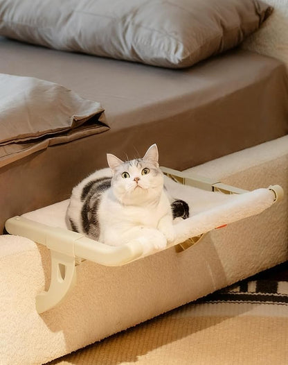 Cat Bedside Hammock – Premium Cat Bed & Window Perch Holds up to 50lbs, One-Step Sliding Clamping Slot Adjustment Cats Hammock