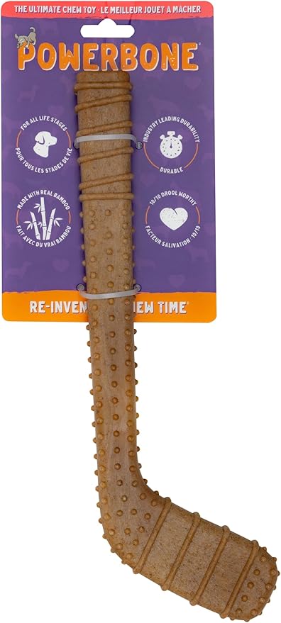 Power Bone Pet Chew Toy for Dogs - Durable, Non Toxic & Pet Safe - Best for Aggressive Chewers, Long Lasting Dental Health, Dog Teeth Cleaning, Dog Life Stages - Hockey Stick 12"