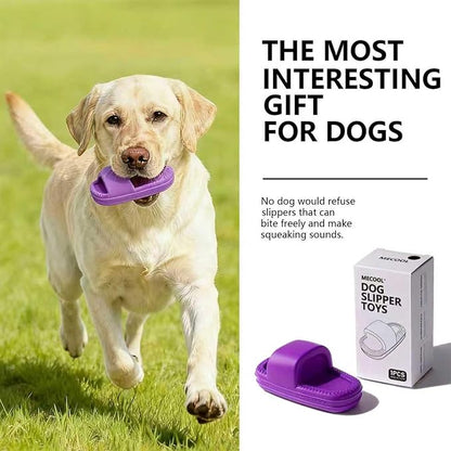 MECOOL Dog Toy Unbreakable Slippers Squeaky Dog Toys for Teehing Chewing Size for Medium and Samll Breeds(Purple)
