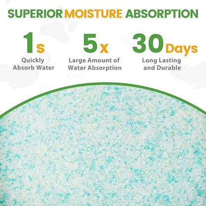 NEWORD Crystals Cat Litter Superior Odor Control 14 lbs Total (2 Pack of 7lb Bags) Soft-On-Paws Low Tracking Dust-Free Green Silica Gel, Aloe Vera Fragrance