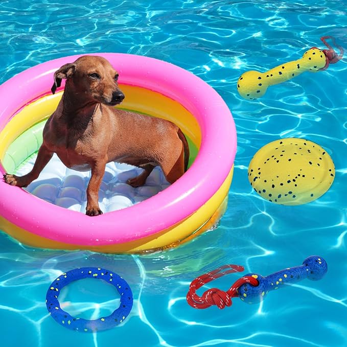 BABORUI Floating Dog Pool Toy – Durable E-TPU Dog Water Toy for Fetch & Chew, Bright Floating Dogs Toys for Pool, Beach & Outdoor Play – Dogs Beach Essentials (Yellow Stick)