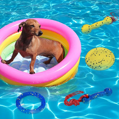 BABORUI Floating Dog Pool Toy – Durable E-TPU Dog Water Toy for Fetch & Chew, Bright Floating Dogs Toys for Pool, Beach & Outdoor Play – Dogs Beach Essentials (Blue Ring)