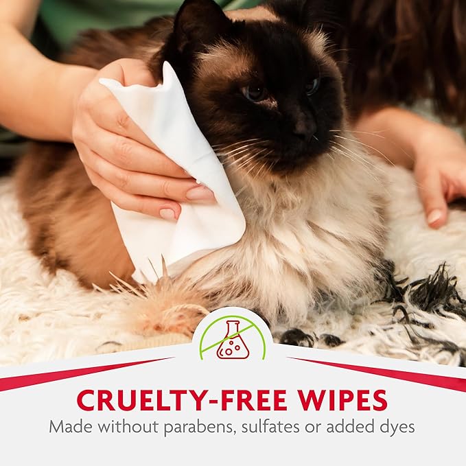 Furminator DeShedding Grooming Wipes for Cats Refresh and Deodorize Coat Without Bathing, 50 Count