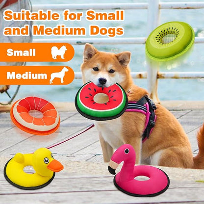 Squeaky Dog Toys, Floating Dog Toys for Indoor or Outward Play, Swim Ring Design Kiwifruit and Grapefruit Interactive Gifts for Small and Medium Dogs - 2pack