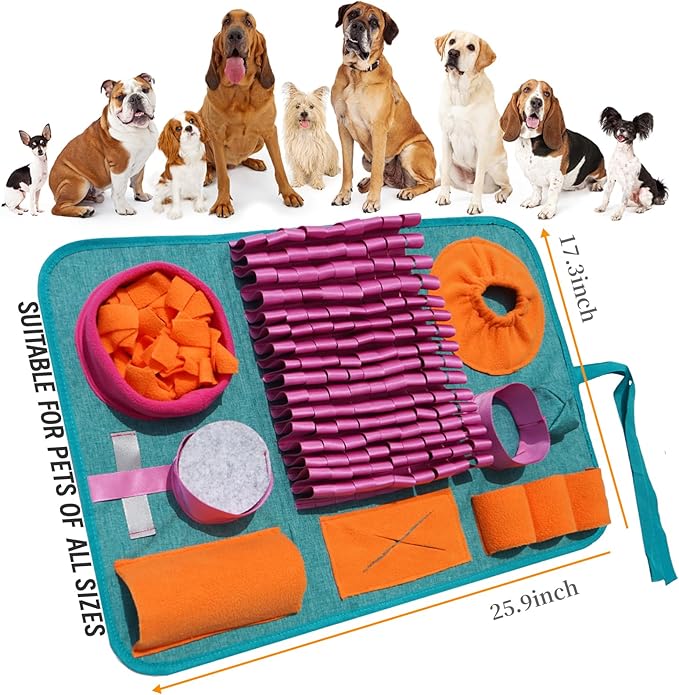 Snuffle mat for Dogs, Interactive Feeding Game, stimulates Natural Foraging Instincts in Cats and Dogs, Travel-Friendly, Dog Treat Dispenser, Suitable for Indoor and Outdoor use.