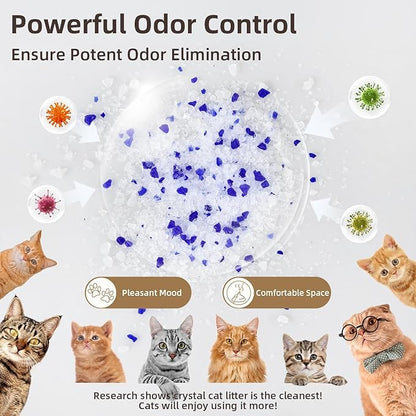 LaSyL Crystal Cat Litter for Multi-Cat Households - 17.2 lb Silica Gel, 30-Day Odor Control, 99.9% Dust-Free Non-Clumping Low Tracking Lightweight Unscented Formula (4 Bags x 4.3lb)