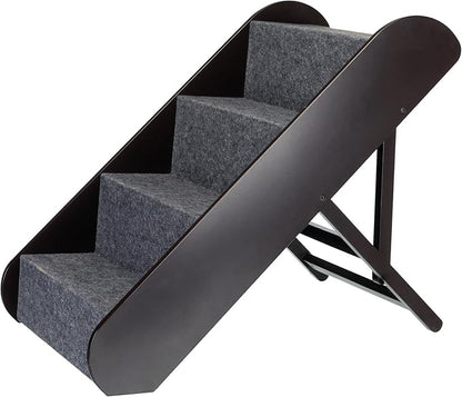 Trixie Dog Stairs with Nonslip Carpet - 4 Step Pet Stairs for Beds and Couches - Easily Adjustable - in Espresso Brown