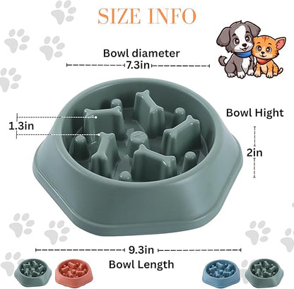Slow Feeder Dog Food Bowl – Interactive Dog Food Dish for Breeds, Bowl Designed to Slow Eating, Promotes Healthy Digestion and Prevents Bloat, Ideal for Cats and Dogs