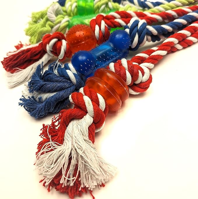 Treasure Gurus Aggressive Dogs Rope Chew Toy Dog Chewers Puppy Toys Pet Tug of War Teething Play Game