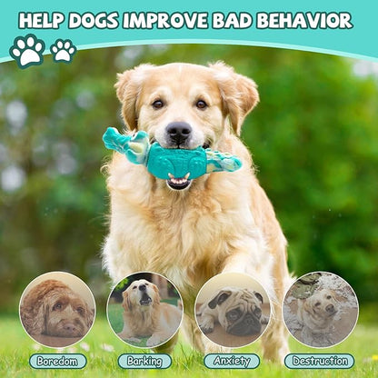 WinTour Tough Dog Toys for Large Dogs, Indestructible Dog Toy for Aggressive Chewers with Squeaky, Durable Chew Toys to Keep Them Busy for Medium and Large Breeds, Interactive Heavy Duty Bones