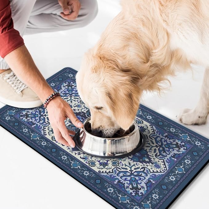 Pet Feeding Mat for Floors Waterproof Dog Mat for Food and Water Absorbent Quick Dry Non Slip mat for Cat Bowls