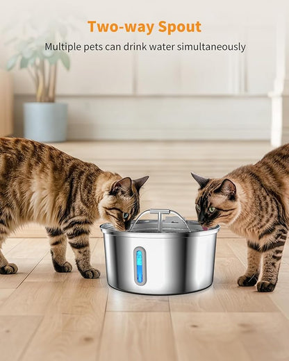 Cat Water Fountain Stainless Steel, 0.8gal/108oz Automatic Cat Drinking Fountain with 3 Filters, Pet Water Dispenser with Quiet Pump, Suitable for Cats, Dogs and Multi-pet households