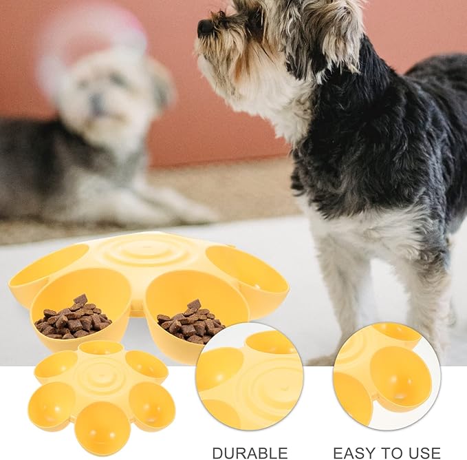 Decorative Pet Food Bowl Flower Design Multi-Puppy Feeder for Cats and Dogs Dining and Treats