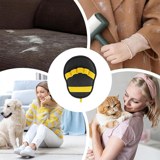 Newly Upgraded Pet Hair Removal Glove for Cats & Dogs,Reusable Electrostatic Pet Hair Gloves,Pet Hair Remover Tool for Clothing, Couch, Carpet, Car Seat (Yellow)