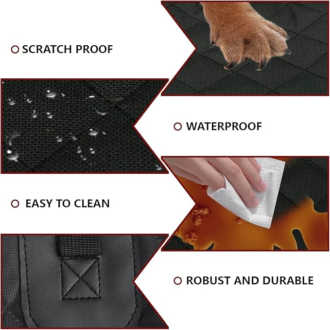 Dog Car Seat Cover for Back Seat, Waterproof Back Seat Cover for Dogs, Scratchproof Bench Seat Cover, Backseat Protector Fits Middle Armrest, Portable Dog Hammock, Suitable for Cars SUVs Trucks