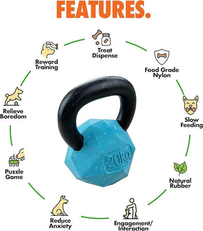 Max Fusion Made with Nike Grind, Arlee Kettlebell Treat Dispensing Dog Toy, Durable Green Dog Treat Toy, Treat Dispenser Toys, Natural Rubber Chew Toy, Small, 1 Count