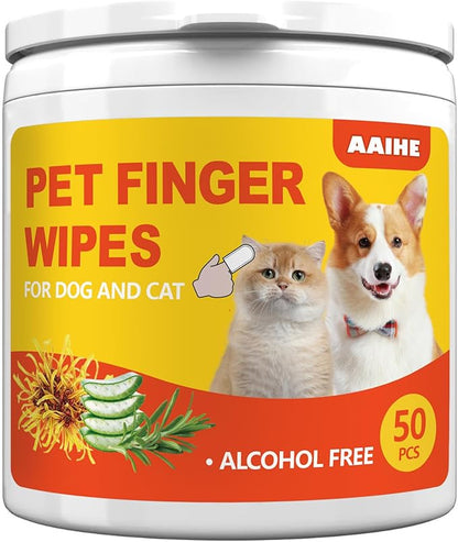 Dog Ear Finger Wipes,Gently Remove Ear Wax & Dirt,Relieve Ear Itching. All Natural Ingredients Dog Ear Wipes.Safe & Gentle Ear Wipes for Dog & Cat - 50 Count