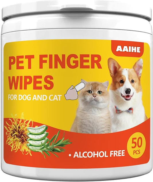 Dog Ear Finger Wipes,Gently Remove Ear Wax & Dirt,Relieve Ear Itching. All Natural Ingredients Dog Ear Wipes.Safe & Gentle Ear Wipes for Dog & Cat - 50 Count