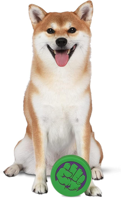 Marvel Comics for Pets Vinyl Hulk Dog Toy | Small Squeaky Dog Toy The Incredible Hulk Fist Logo Comics Collection Squeaky Dog Toys Small Dog Toy, 4 Inch (Pack of 2)