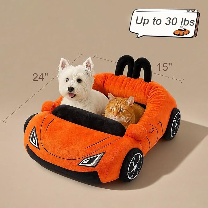 40 Pcs Interactive Cat Toys with Cute Cat Bed, Funny Supercar Kitten Toys for Indoor Kittens, Soft Kitten Beds with Catnip Toys, Chew Rope, Feather Wand, Springs and Balls