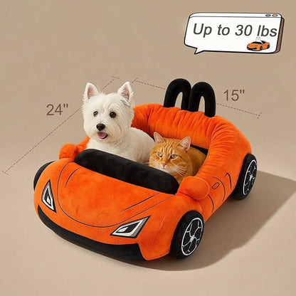 40 Pcs Interactive Cat Toys with Cute Cat Bed, Funny Supercar Kitten Toys for Indoor Kittens, Soft Kitten Beds with Catnip Toys, Chew Rope, Feather Wand, Springs and Balls